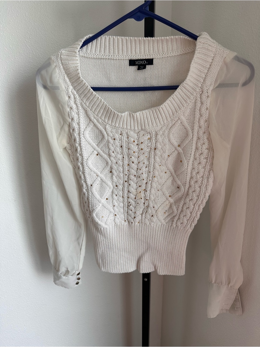 Xoxo xs white fancy sweater